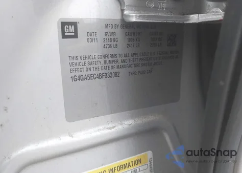 2011 Buick Lacrosse Cx from USA, damaged, VIN 1G4GA5EC4BF333082